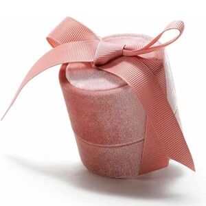 Pink Velvet Jewelry Gift Box with Ribbon